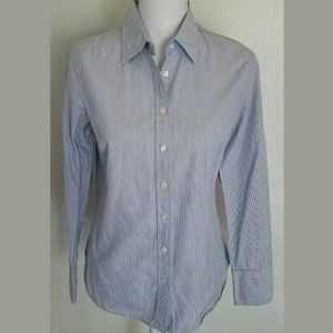 J. Crew Button Up Down Shirt Blue Pinstripe Sz M